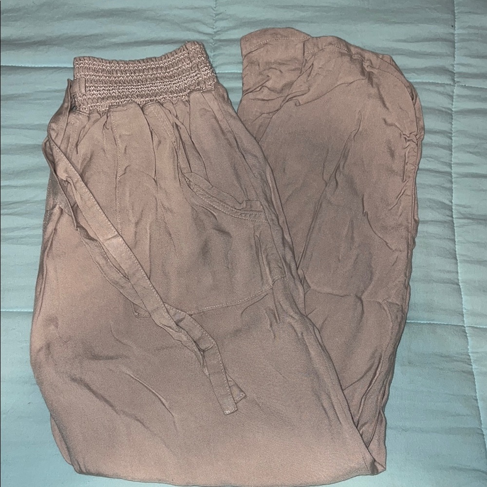 Light Brown Smocked Waist Pants